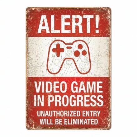 Herní metalový plakát